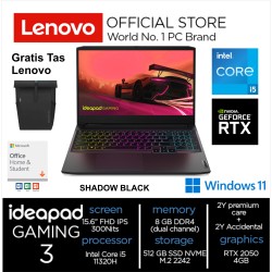 Lenovo IdeaPad Gaming 3 PTID INTEL CORE I5 11320H RAM 8GB 512GB SSD RTX 2050 4GB 15.6 FHD IPS 144HZ Windows 11 & OHS 2021