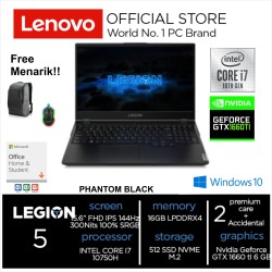 Lenovo Legion 5i -MTID i7-10750H - RAM 16GB - 512GB SSD - GTX 1660 Ti 6GB - 15.6 FHD IPS 100 sRGB Gamut Dolby - Win10 & OHS 2019