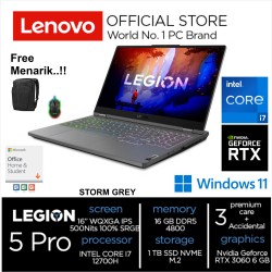 Legion 5 Pro 5NID INTEL CORE i7 12700H 16GB SSD 1TB RTX 3060 6GB 16 INCH WQXGA IPS 500Nits SRGB 100 Persen Win11 & OHS 2021