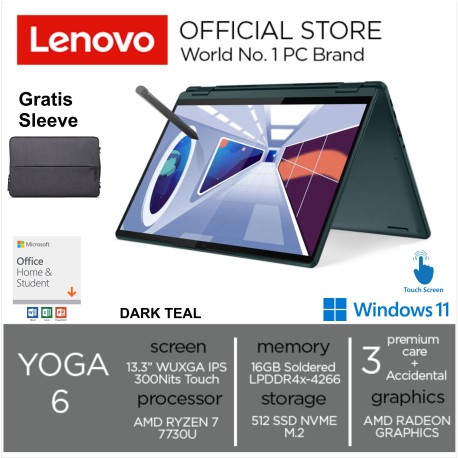 Lenovo Yoga 6 56ID AMD RYZEN 7 7730U 16GB 512GB SSD 13.3 inch WUXGA IPS 300Nits 100 % SRGB AMD Radeon Graphics win11 & OHS 2021