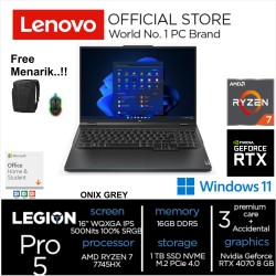 Legion Pro 5 -7AID AMD RYZEN 7 7745HX RAM 16GB 1TB SSD RTX 4070 8GB 16 INCH WQXGA IPS 500Nits SRGB 100 Persen Win 11 & OHS 2021